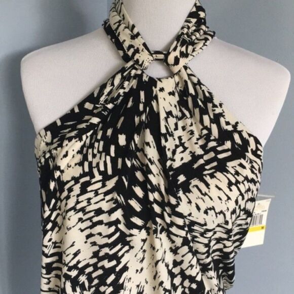 🆕 Michael Kors | Black/White Halter Top size M - Picture 7 of 8